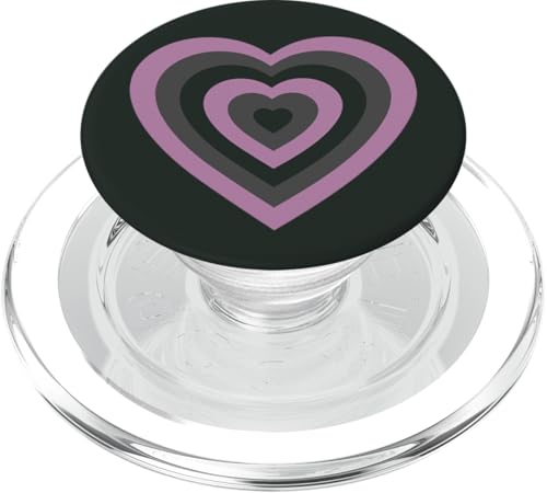 Schwarz Grau Rosa Groovy Heart Retro Love Girly Ästhetisch Niedlich PopSockets PopGrip für MagSafe von Groovy 70s 80s Lovers