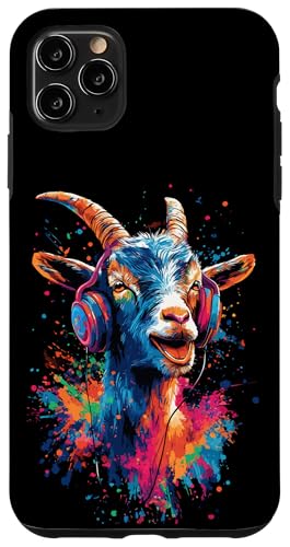 Hülle für iPhone 11 Pro Max Musikliebende Ziege mit Kopfhörern – lebendige Tierkunst von Groovy Animal Apparel