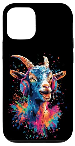 Hülle für iPhone 13 Musikliebende Ziege mit Kopfhörern – lebendige Tierkunst von Groovy Animal Apparel