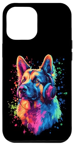 Hülle für iPhone 13 Pro Max Groovy German Shepherd Art trägt Kopfhörer von Groovy Animal Apparel