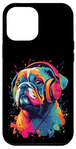 Hülle für iPhone 13 Pro Max Lebendige französische Bulldogge mit Kopfhörern von Groovy Animal Apparel