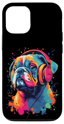 Hülle für iPhone 15 Lebendige französische Bulldogge mit Kopfhörern von Groovy Animal Apparel