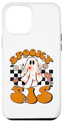 Hülle für iPhone 15 Plus Gruselige Schwester Schwester Halloween Groovy Matching Family Halloween von Groovy Matching Family Halloween Cute Boo Flowers