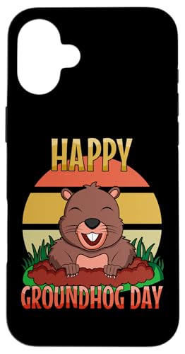 Hülle für iPhone 16 Plus Happy Groundhog Day Lustiges Retro-Murmeltier im Vintage-Look von Groundhog Day Funny Rodent Holiday February