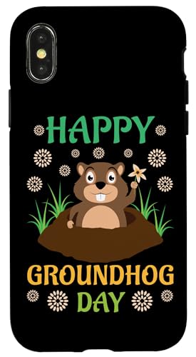 Hülle für iPhone X/XS Happy Groundhog Day Lustiges Murmeltier Tier Kawaii niedlich von Groundhog Day Funny Rodent Holiday February