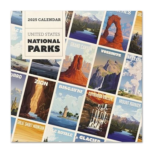 USA National Parks Wandkalender 2025 30,5 x 30,5 cm FSC® plastikfrei - Woche beginnt am Sonntag | Quadratischer Wandkalender 2025 | Familienplaner Kalender 2025 | Nationalparks Kalender 2025 von Grupo Erik