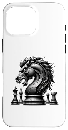 Hülle für iPhone 16 Pro Max Schachfigur Schach Figur Monster Pferd von Gruseliges Schachbrett Spiel