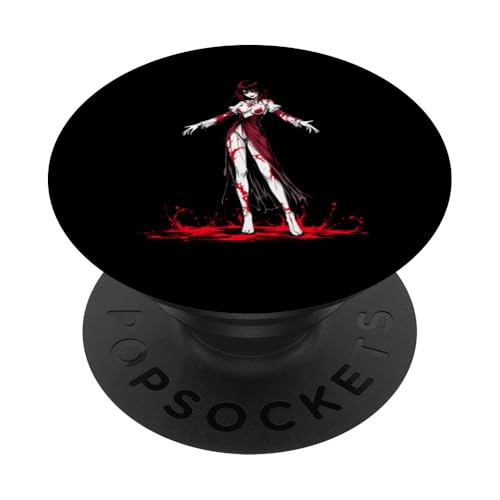 Horror Anime Manga Girl I Gothic Outfit I Japanisches Chibi PopSockets Klebender PopGrip von Gruseliges Yokai Mädchen I Fantasy Kawaii Ästhetik