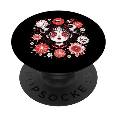 Horror Anime Manga Girl I Gothic Outfit I Japanisches Chibi PopSockets Klebender PopGrip von Gruseliges Yokai Mädchen I Fantasy Kawaii Ästhetik