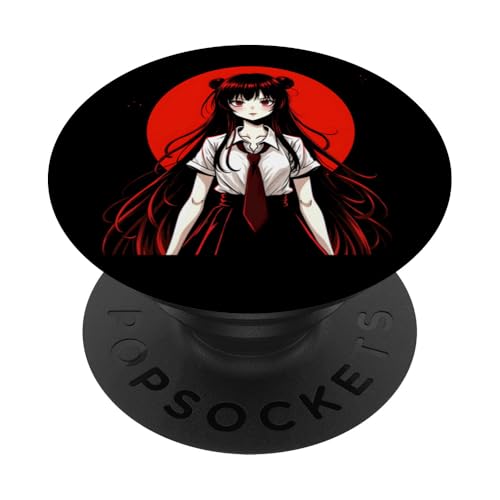 Horror Anime Manga Girl I Gothic Outfit I Japanisches Chibi PopSockets Klebender PopGrip von Gruseliges Yokai Mädchen I Fantasy Kawaii Ästhetik