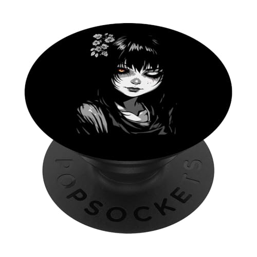 Horror Anime Manga Girl I Gothic Outfit I Japanisches Chibi PopSockets Klebender PopGrip von Gruseliges Yokai Mädchen I Fantasy Kawaii Ästhetik