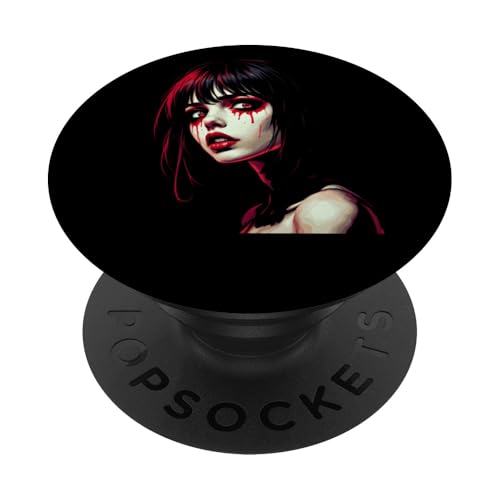 Horror Anime Manga Girl I Gothic Outfit I Japanisches Chibi PopSockets Klebender PopGrip von Gruseliges Yokai Mädchen I Fantasy Kawaii Ästhetik