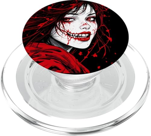 Horror Anime Manga Girl I Gothic Outfit I Japanisches Chibi PopSockets PopGrip für MagSafe von Gruseliges Yokai Mädchen I Fantasy Kawaii Ästhetik