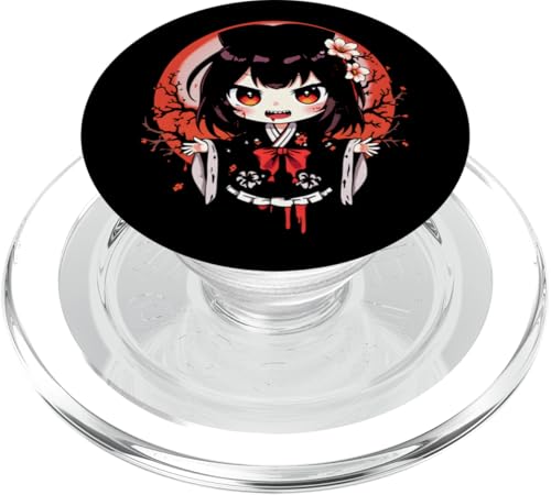 Horror Anime Manga Girl I Gothic Outfit I Japanisches Chibi PopSockets PopGrip für MagSafe von Gruseliges Yokai Mädchen I Fantasy Kawaii Ästhetik