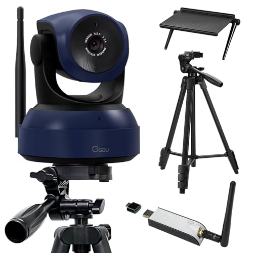 Gsou Kabellose Webcam, 1080P HD-Videoanrufe und Streaming-Kamera, Plug-and-Play, verstellbares Winkelfeld, Computerkamera für PC/Mac/Laptop/funktioniert mit Zoom, Teets,Skype,Teams (mit Stativständer) von Gsou