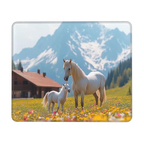 Landschaft Pferd Mauspad 260 x 210 x 3 mm Gaming Mousepad, Nahtlose Kanten Mouse Pad verbessert Geschwindigkeit und Präzision, Wasserdicht und Rutschfester Gummi Mausmatte für Büro Computer WH-593 von Gtohoo