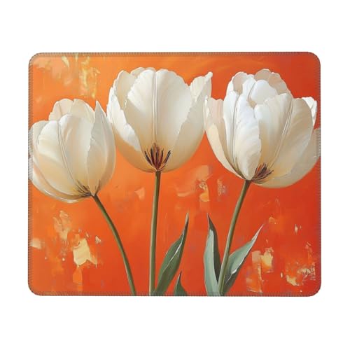 Orangefarbene Blumen Mauspad 300 x 250 x 3 mm Gaming Mousepad,Nahtlose Kanten Mouse Pad verbessert Geschwindigkeit und Präzision,Wasserdicht und Rutschfester Gummi Mausmatte für Büro Computer WH-1321 von Gtohoo