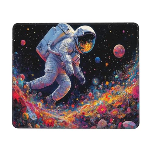 Schwarzer Astronaut Mauspad 230 x 180 x 3 mm Gaming Mousepad, Nahtlose Kanten Mouse Pad verbessert Geschwindigkeit und Präzision, Wasserdicht und Rutschfester Gummi Mausmatte für Büro Computer WH-621 von Gtohoo