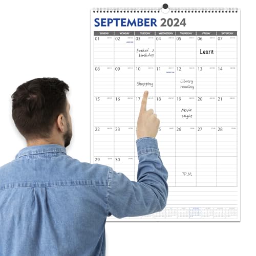 GuassLee Großer Wandkalender 2024–2025, 55,9 x 38,1 cm, großer akademischer Wandkalender, 19 Monate, September 2024 - März 2026, 2025, Hängekalender, Wandplaner mit Julianischem Datum, großes Raster von GuassLee