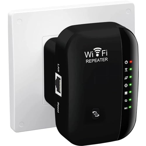 2024 Neuestes WLAN Verstärker 300Mbit/s WiFi Repeater, 2.4GHz WLAN Repeater mit WPS, WiFi Internet Verstärker Kompatibel Allen WLAN Geräten - Schwarz von Gubbett