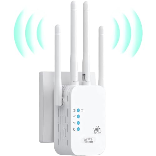 Gubbett Neuestes WLAN Verstärker WLAN Repeater 1200Mbit/s, Dualband 5GHz & 2.4GHz WiFi Repeater Unterstützung WPS, WiFi Booster Kompatibel Allen WLAN Geräten von Gubbett