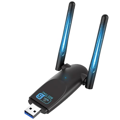 WLAN-Stick für PC 1300Mbps,2024 Neuer USB Dual Band WiFi Adapter 5GHz/867Mbps + 2.4GHz/400Mbps Wireless Adapter USB 3.0 2x5dBi Antenne WiFi Dongle WiFi für Windows 11/10/7/XP/Mac OS X von Gubbett