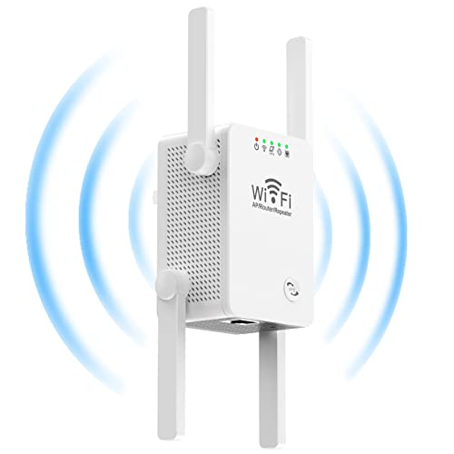 WLAN Verstärker 300 Mbit/s 2.4GHz, WiFi Repeater mit LAN anschluss, Abdeckung bis zu 200 m², Kompatibel mit Alexa, Allen Standard-Routern von Gubbett