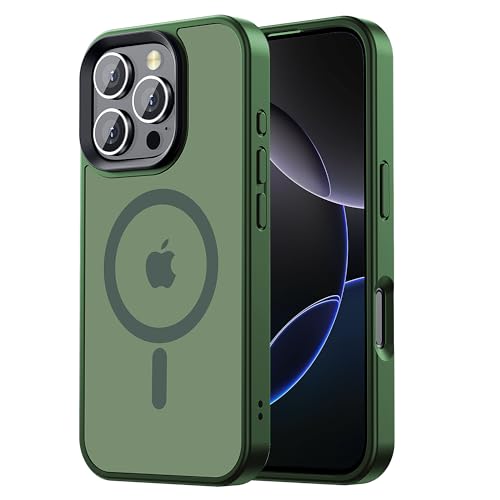 Gudoorla für iPhone 16 Pro Handyhülle [Kompatibel mit Mag Safe] 12FT Military Shockproof Protection für iPhone 16 Pro Case, mattgrün von Gudoorla