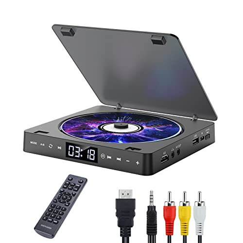 Gueray DVD Player für TV Alle Region Freier Tragbarer Mini DVD CD Player mit HD 1080P HDMI/AV USB/3.5MM AUX Port, einschließlich Fernbedienung, HDMI AV Kabel von Gueray