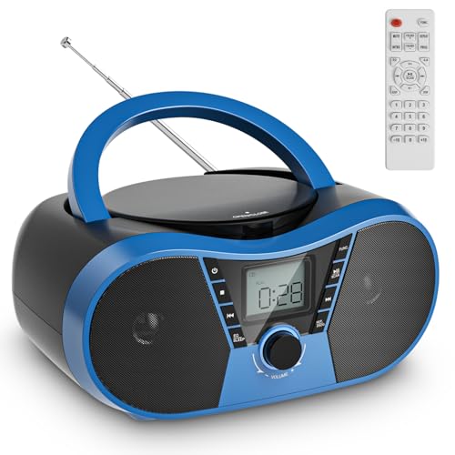 Gueray Tragbar CD-Player Boombox Bluetooth Tragbarer CD Player Stereoradio mit UKW Radio Stereo-Lautsprecher USB & AUX Eingang & Kopfhörern Ports LCD-Display Fernbedienung von Gueray