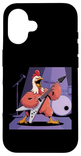 Hülle für iPhone 16 Huhn Kostüm Erwachsene Huhn spielt Gitarre Rock Star Rock von Guess What Chicken Butt T-shirt Roseanne Chicken