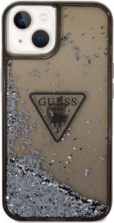 GUESS Hard Cover Liquid Glitter Triangle Transparent Black, für iPhone 14 Plus, GUHCP14MLFCTPK (GUHCP14MLFCTPK) von Guess