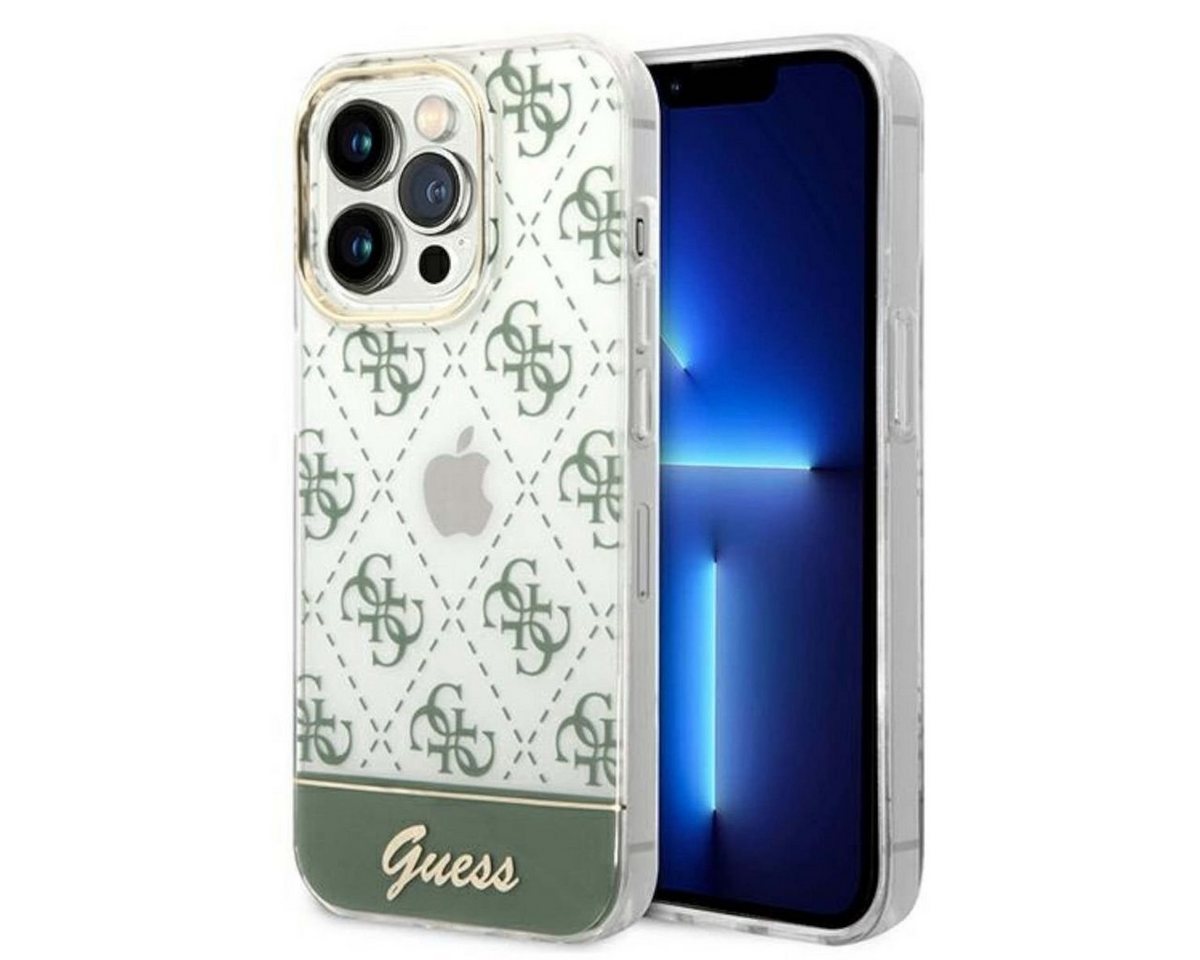 Guess Handyhülle Guess 4G Pattern Script Collection Hardcase Hülle Cover für Apple iPhone 14 Pro Khaki von Guess