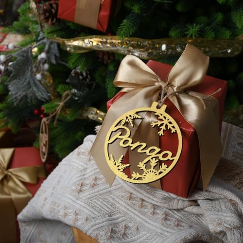 Personalisierte Namensschilder für Geschenke, individuelle Weihnachtsschmuck, goldene Holzanhänger, personalisierte Ornamente für Weihnachtsbaum, Weihnachtsstrumpf, Namensschilder, lasergeschnittene von Gufacai