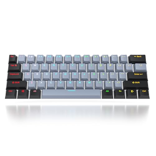 Guffercty kred 61 Tasten PBT 60 % Tastenkappen, 60 % glänzendes OEM-Profil-Tastenkappen, hintergrundbeleuchtetes US-Layout für 60 % mechanische Tastatur (61 Grau-Schwarz) von Guffercty kred