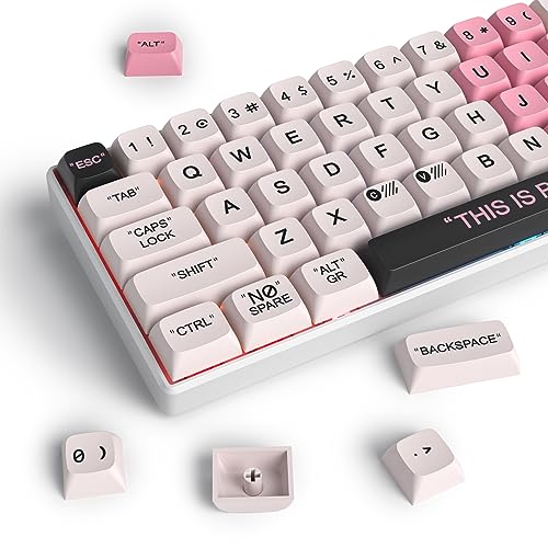 Guffercty kred Niedliche PBT-XDA-Tastenkappen, 144 Tasten, pinkes Herz, benutzerdefinierte Tastenkappen, 75 %, Tastenkappen mit Tastenkappen-Abzieher für mechanische Tastaturen (rosa Kunststoff) von Guffercty kred