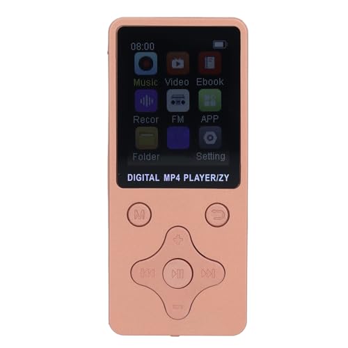 64 GB MP4-MP3-Player mit Bluetooth 5.0, 1,8-Zoll-HD-Bildschirm für Android, Tragbarer Streaming-MP4-Musikplayer, 180-mAh-HiFi-Sound-MP3-Player mit Lautsprecher (Roségold) von Gugxiom