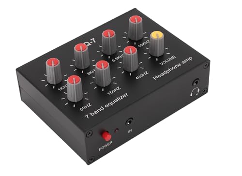 Gugxiom 7-Band-Sound-Equalizer, Zweikanal-Digital-Equalizer, 12-dB-Hochbassanpassung, -Ausgangseingang, 3,5-mm-Eingangsschnittstelle Unterstützt 4-poligen Stecker, für Streaming, von Gugxiom