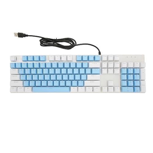 Gugxiom Mechanische Tastatur in Voller Größe, Regenbogen-Gaming-Tastatur mit Hintergrundbeleuchtung, RGB 104 Tasten, Kabelgebundene Mechanische Tastatur für Desktop-Laptops (Blau Weiss) von Gugxiom