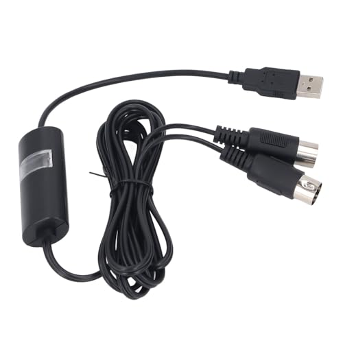 Gugxiom USB-MIDI-Schnittstellenadapter, MIDI-zu-USB-Kabelkonverter, 1,5 M Langes MIDI-Kabel für Keyboard-Klavier an PC-Laptop, MIDI-Eingang und -Ausgang mit Geringer Latenz von Gugxiom