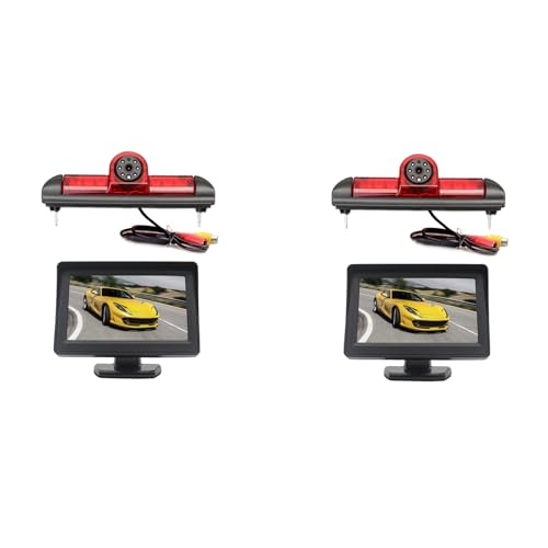 Guihydur 2X 170 Grad RüCkfahrkamera Bremslicht und 4,3-Monitor für Ducato Jumper Boxer 2006-2015 von Guihydur