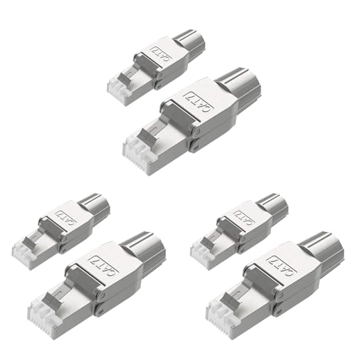 Guihydur 6 StüCk für RJ45 CAT7 Stecker Verbinder Werkzeug Freier Geschirmter Werkzeugloser Modularer Netzwerk Stecker für Installation Kabel von Guihydur