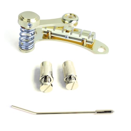 Guihydur Gitarren-Vibrato-Saitenhalter-Tremolo, Flat-Top-Body-Tremolo-Einheit Vibrato-Brücke für LP SG E-Gitarren Gold von Guihydur