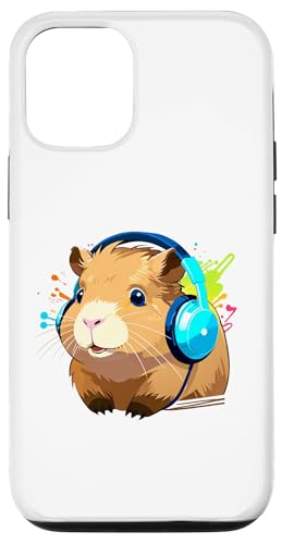 Meerschweinchen mit Kopfhörern, lustiges Meerschweinchen-Grafik-T-Shirt Hülle für iPhone 12/12 Pro von Guinea Pig With Headphones