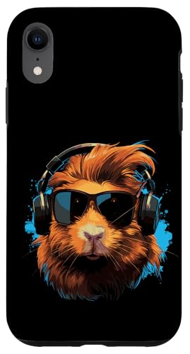 Hülle für iPhone XR Meerschweinchen hört Musik mit Kopfhörern von Guinea pig pet love