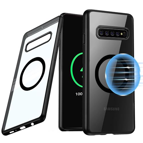 Guizzcg für Samsung Galaxy S10 Plus Hülle,Kompatibel mit MagSafe - Slim Handyhülle Clear Case stoßfest sturzsicher Schutzhülle - Schwarz von Guizzcg