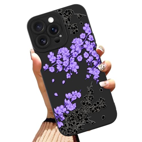 Gukalong Silikonhülle für iPhone 14 Pro Max 17,5 cm (6,7 Zoll), violettes Blumendesign, schlanke Handyhülle, weiches TPU, strapazierfähig, stoßfest, kratzfest, niedliches Design für Damen von Gukalong