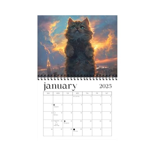 Gungtj Wandkalender 2025 Katzen | Katzenmuster Wandplaner Kalender, Familienplaner & Tagesorganizer mit lustigem Katzenbild – 2025 Wandplaner für Zuhause von Gungtj