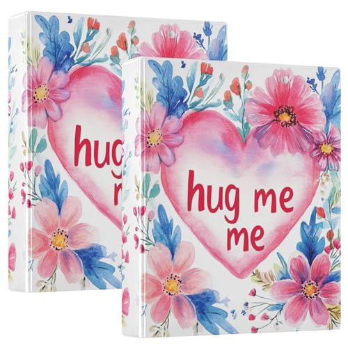 Valentines Day Flowers Peach Love Heart Hug Me Round Rings Notebook Binders 1-1/2 Inch Notebook Binder with Pockets 1/2 Pack for Letter Size (27.9 cm X 21.6 cm) Hardcover von GuoChe