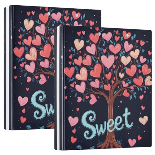 Valentines Day Tree Eukalyptus-Herzen, süße 3-Ring-Binder, 3,8 cm (1 1/2 Zoll), Notizbuch mit Taschen, 1/2 Packung Ordner, Schulbedarf, Hardcover von GuoChe